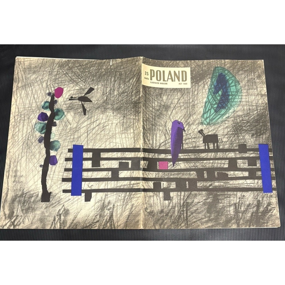 Vintage Poland Illustrated Art Culture Music Magazine July 1960 RARE HTF MCM
